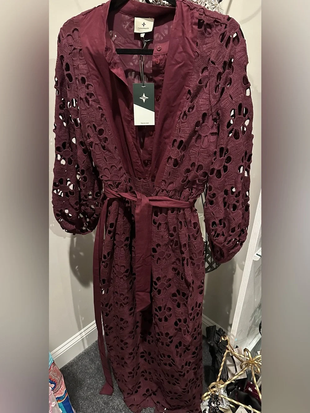 NWT Tuckernuck Lace Calliope Lace Maxi Dress size Large long sleeve - Picture 3 of 4